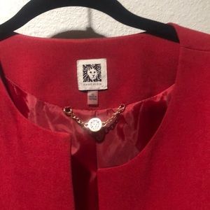 Anne Klein Size XL long red jacket with great sleeves and pockets!